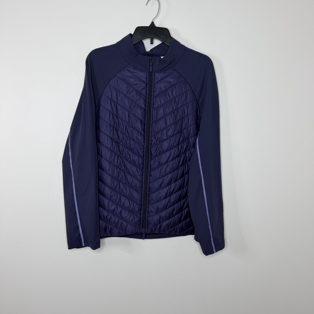 Chico's Womens 4 US 20 Purple Lightweight Quilted Mixed Media Stretch Jacket